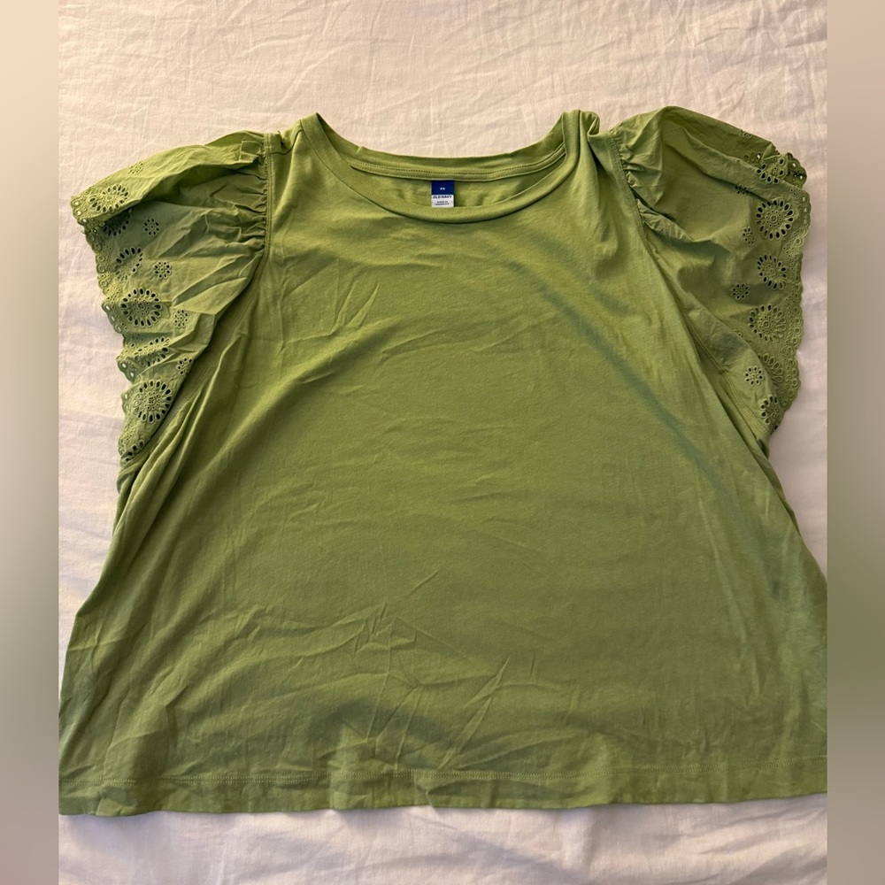 Old Navy Green Flutter Sleeve Top